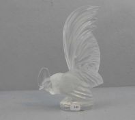 LALIQUE - FIGUR "BANTAM / GALLISCHER HAHN", Farbloses, formgeblasenes, matt geätztes Kristallglas,