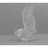 LALIQUE - FIGUR "BANTAM / GALLISCHER HAHN", Farbloses, formgeblasenes, matt geätztes Kristallglas,