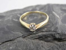 RING, 585er Gelbgold (1,9g), besetzt mit 1 Brillanten, Ringgröße: 55/56Dieses Los wird in einer