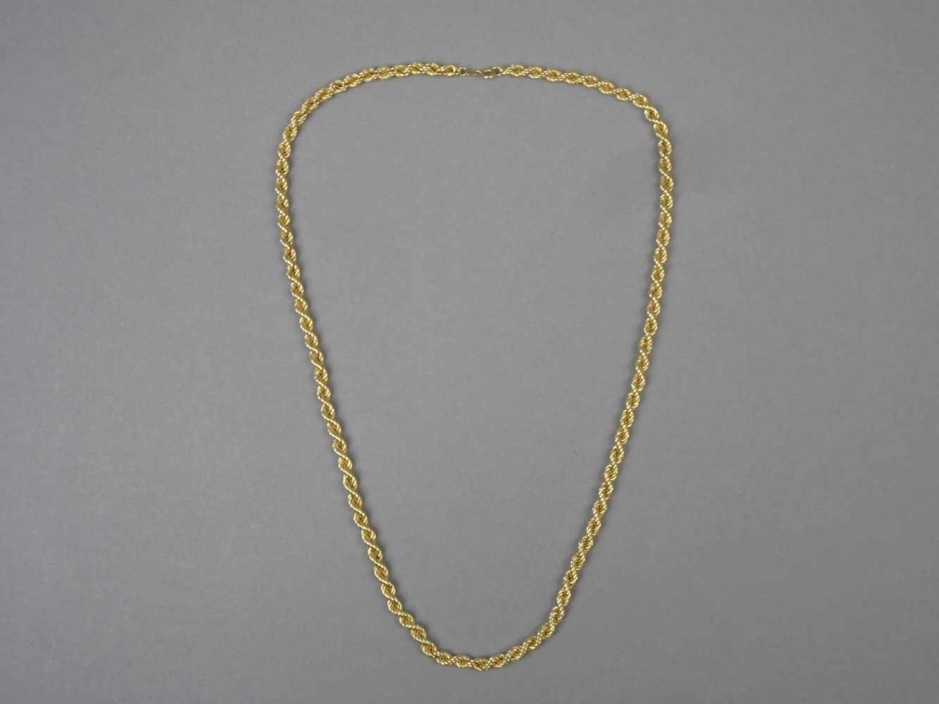KORDELKETTE / KETTE, 750er Gelbgold (20,8g), Ringverschluss. Länge: ca. 63cmDieses Los wird in einer