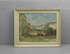 COX, PETER (1912-1985), Gemälde / painting: "Uferlandschaft mit Birken", Öl auf Leinwand / oil on