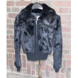 PELZ-BOMBERJACKE / BLOUSON MIT KRAGEN / mink fur bomber jacket, Größe 36 (S), schwarzer Nerz, an den