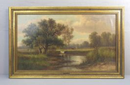 CROOK, D. oder GROOK, D. (Maler der Romantik / 19. Jh.), Gemälde / painting: "Weite Landschaft mit