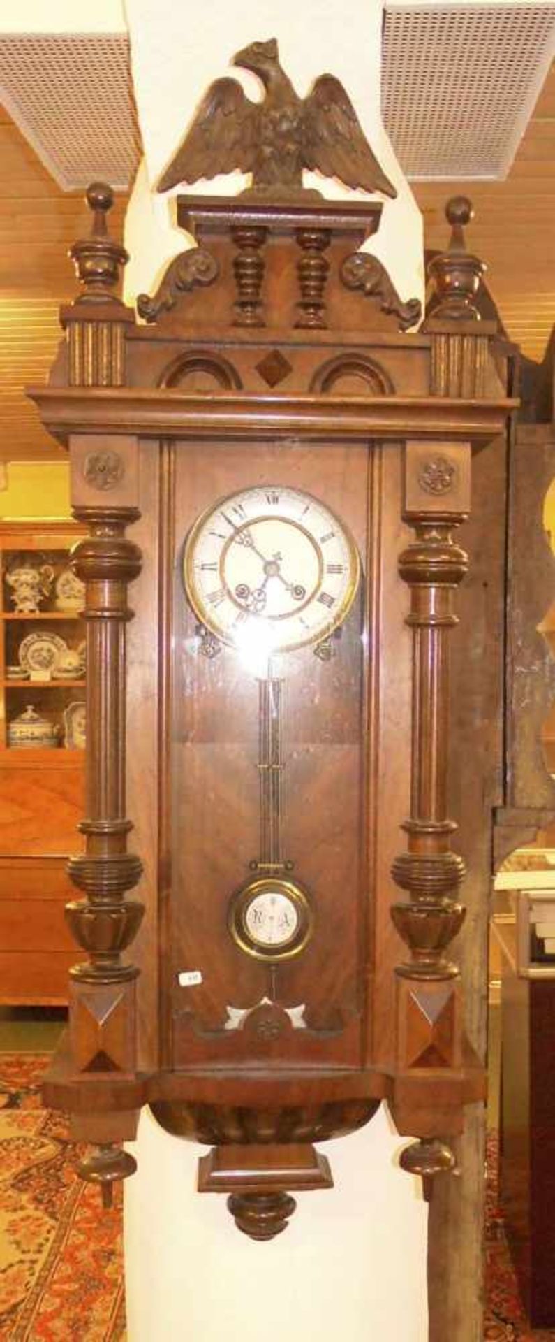 REGULATOR / WANDUHR / wallclock, Gründerzeit, deutsch, um 1900, Schlüsselaufzug (Schlüssel liegt