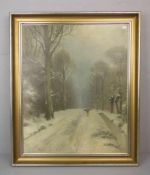 NORDSTRAND, C. (dänischer Maler des 19./20. Jh.), Gemälde / painting: "Winterlicher Weg mit Bachlauf