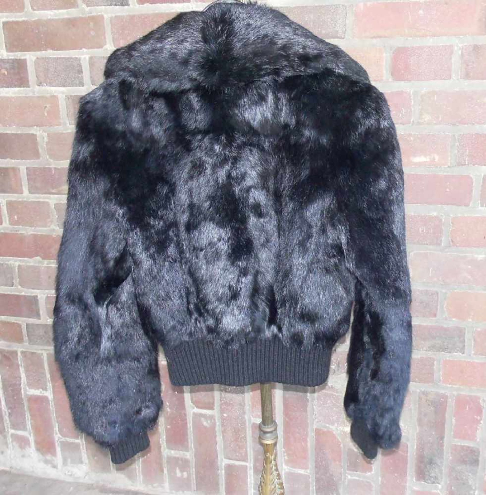 PELZ-BOMBERJACKE / BLOUSON MIT KRAGEN / mink fur bomber jacket, Größe 36 (S), schwarzer Nerz, an den - Bild 5 aus 5