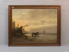 KOEKKOEK, JAN HERMANN BAREND (1840-1912), Gemälde / painting: "Fischer am Meer", Öl auf Leinwand /