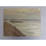LESAGE, CAMILLE ALEX (geb. 1877 in Paris), Gemälde / painting: "Felsige Küstenlandschaft mit