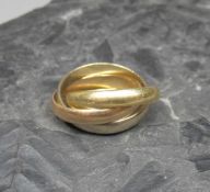 CARTIER TRINITY RING, 750er Gold (tricolor - Gelbgold, Weissgold, Rotgold, 8,3 g), Ring bez. "les