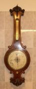 WETTERSTATION / BAROMETER, England, 19 Jh., Holz, partiell furniert. Barometer und Thermometer mit