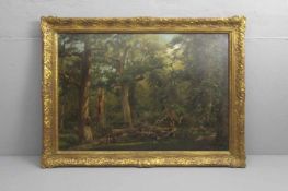 KOKEN, GUSTAV (Hannover 1850- 1910 ebd.), Gemälde / painting: "Lichtung im Eichenwald", Öl auf