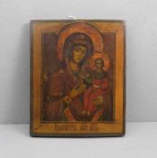 IKONE "Gottesmutter Hodigitria / Madonna mit Christuskind", Tempera auf Holz, zentral-