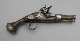 STEINSCHLOSSPISTOLE / flintlock pistol, Lauf bezeichnet "Virgilio Roncaia (?) fecit".
