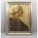 VON BARTELS, HANS (Hamburg 1856-1913 München), Gemälde / painting: "Mädchen mit Kopftuch / Porträt