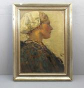 VON BARTELS, HANS (Hamburg 1856-1913 München), Gemälde / painting: "Mädchen mit Kopftuch / Porträt