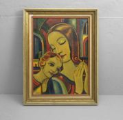 WINDELSCHMIDT, HEINRICH (1884-1963), Gemälde / painting: "Madonna mit Kind", Öl auf Hartfaserplatte,