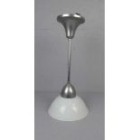 DECKENLEUCHTER / LAMPE IM BAUHAUSSTIL, 1920er Jahre, verchromtes Metall, Opalinglaskuppel,