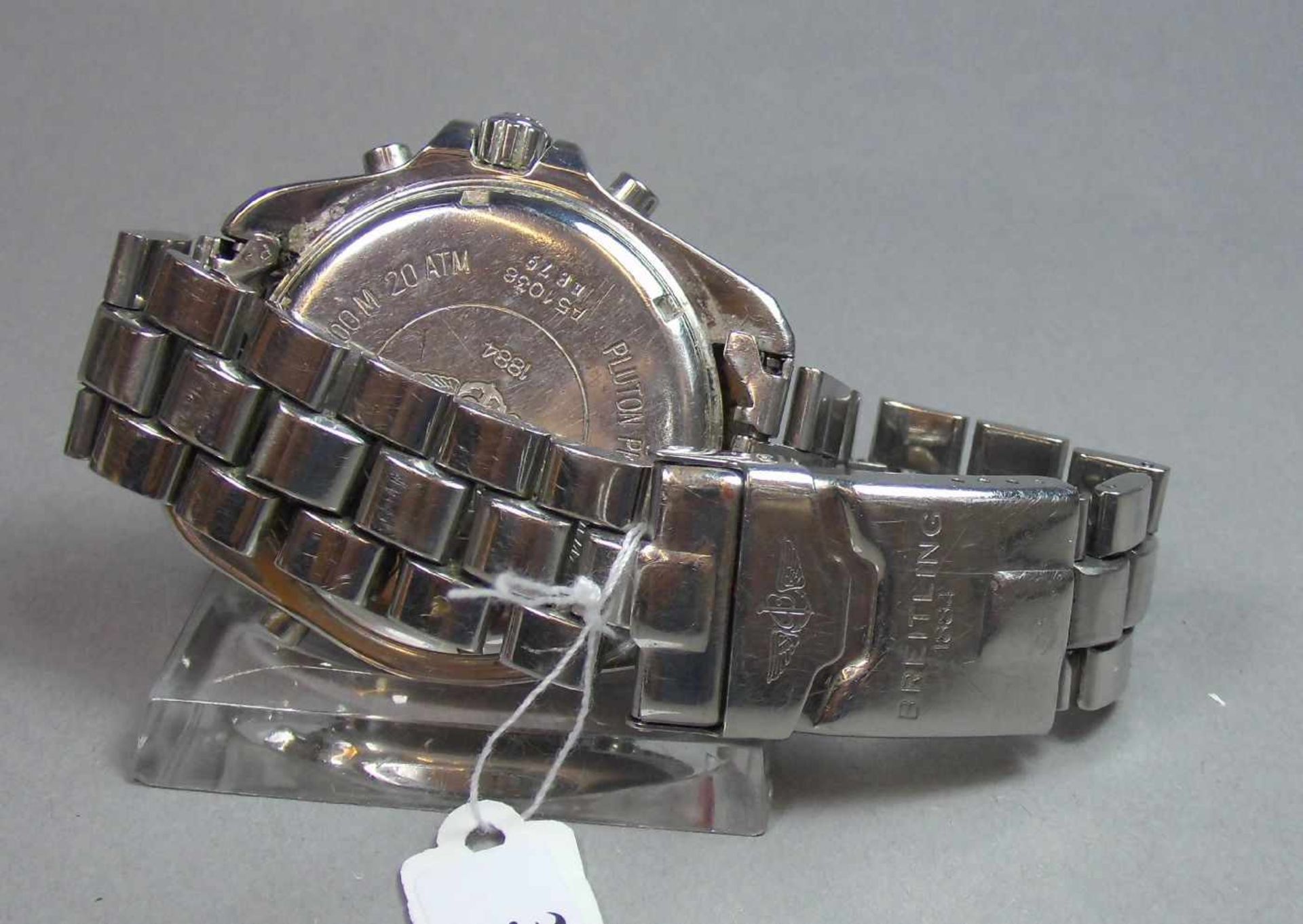 BREITLING "PLUTON" ARMBANDUHR / wristwatch, Quarz-Uhr, Schweiz. Stahlgehäuse mit drehbarer - Bild 8 aus 9