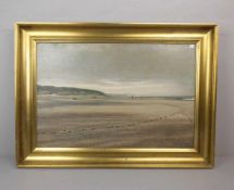 HELSTED, VIGGO LAURITZ (dänischer Marinemaler, 1861-1926), Gemälde / painting: "Weiter Strand mit