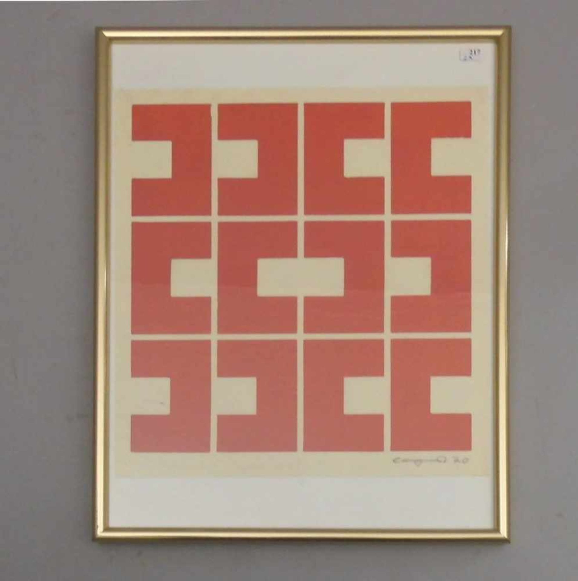 LANGOWSKI, KARL-HEINZ (geb. 1931 in Gelsenkirchen), Paar Linolschnitte: 1) Linolschnitt in 3 Farben: