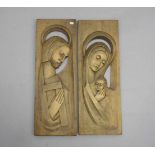 PAAR RELIEFS "Madonna" und "Hl. Josef". Die heilige Familie in leichter Stilisierung und