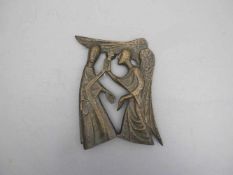 BRONZERELIEF / "VERKÜNDIGUNG" / Annunciation, 20. Jh., Bronze. Relief mit Maria und dem Erzengel