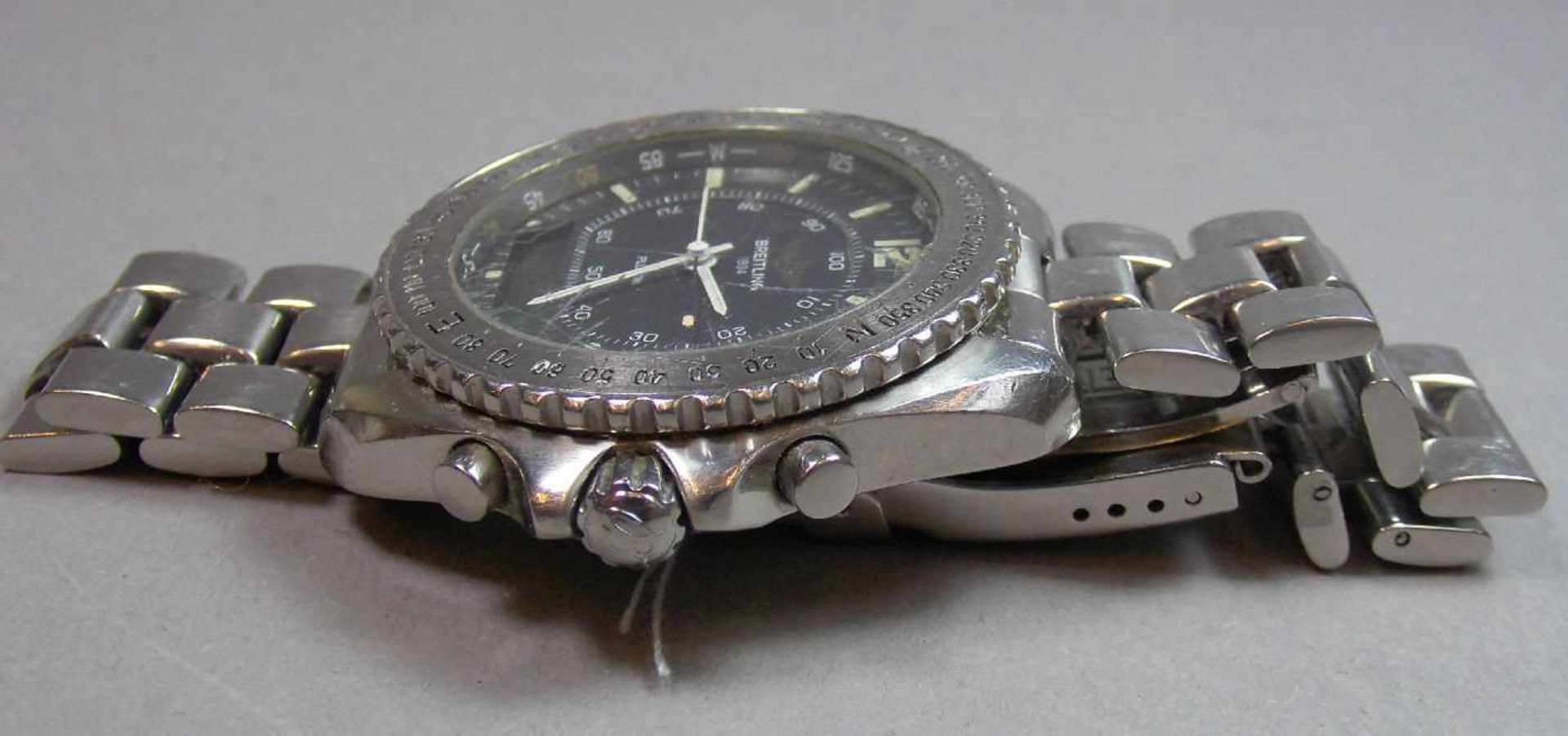 BREITLING "PLUTON" ARMBANDUHR / wristwatch, Quarz-Uhr, Schweiz. Stahlgehäuse mit drehbarer - Bild 7 aus 9