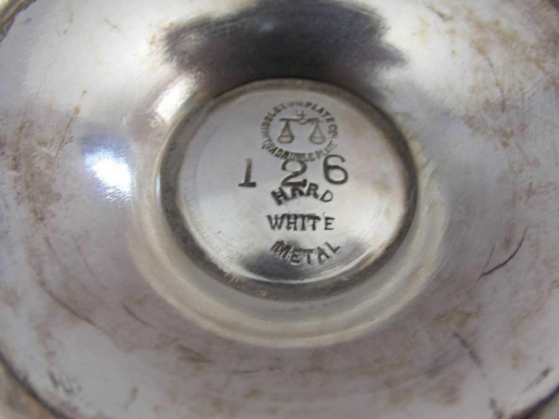 JUGENDSTIL DECKEL - POKAL / art nouveau goblet, silberfarbenes Metall, unter dem Stand u. a. - Bild 3 aus 4