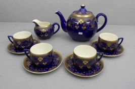 SAARGEMÜND JUGENDSTIL TEESERVICE / art nouveau tea set, um 1900, Keramik, heller Scherben,