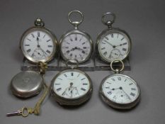 KONVOLUT TASCHENUHREN / pocket watches, insgesamt 6 Uhren mit Silbergehäuse, alle Uhren mit