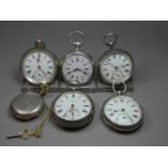 KONVOLUT TASCHENUHREN / pocket watches, insgesamt 6 Uhren mit Silbergehäuse, alle Uhren mit