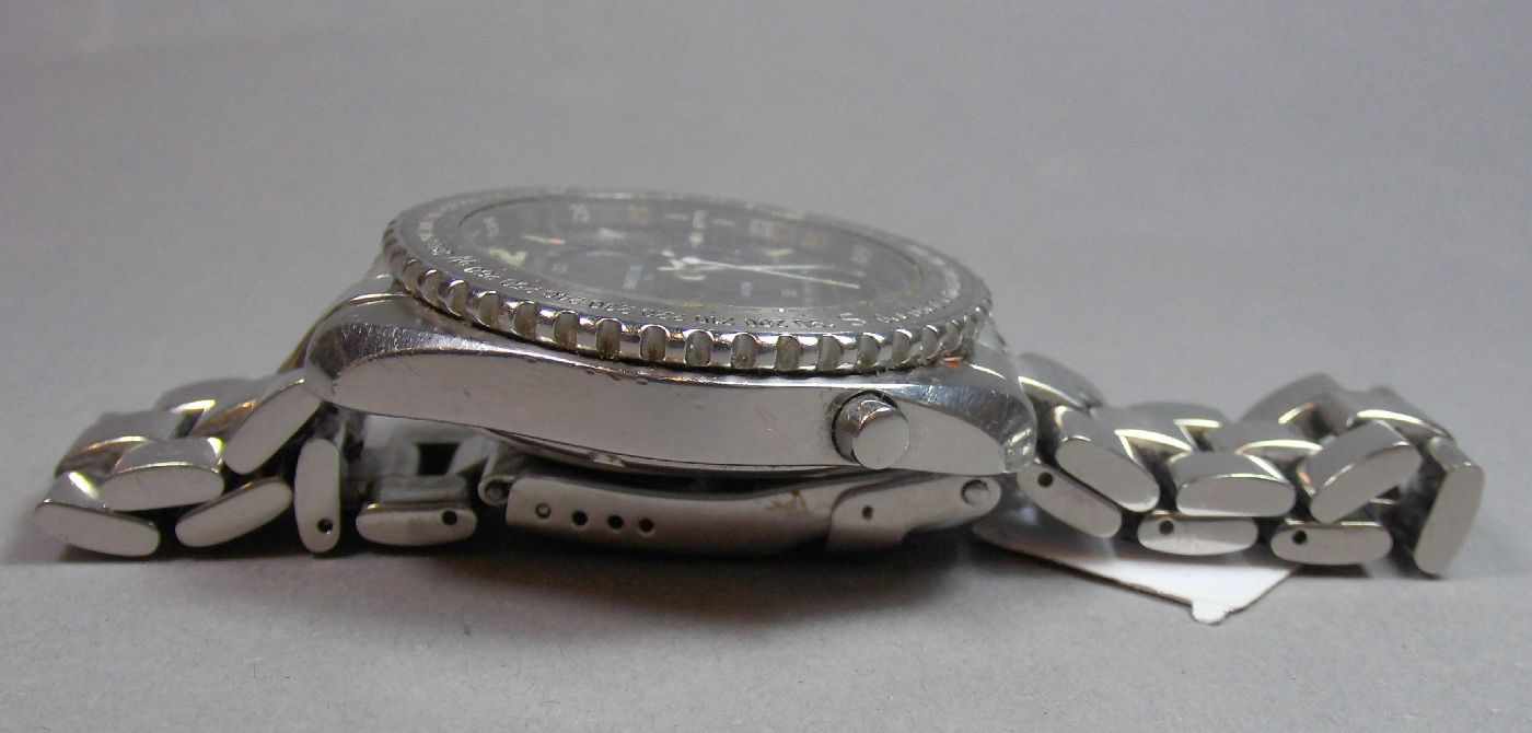 BREITLING "PLUTON" ARMBANDUHR / wristwatch, Quarz-Uhr, Schweiz. Stahlgehäuse mit drehbarer - Image 5 of 9