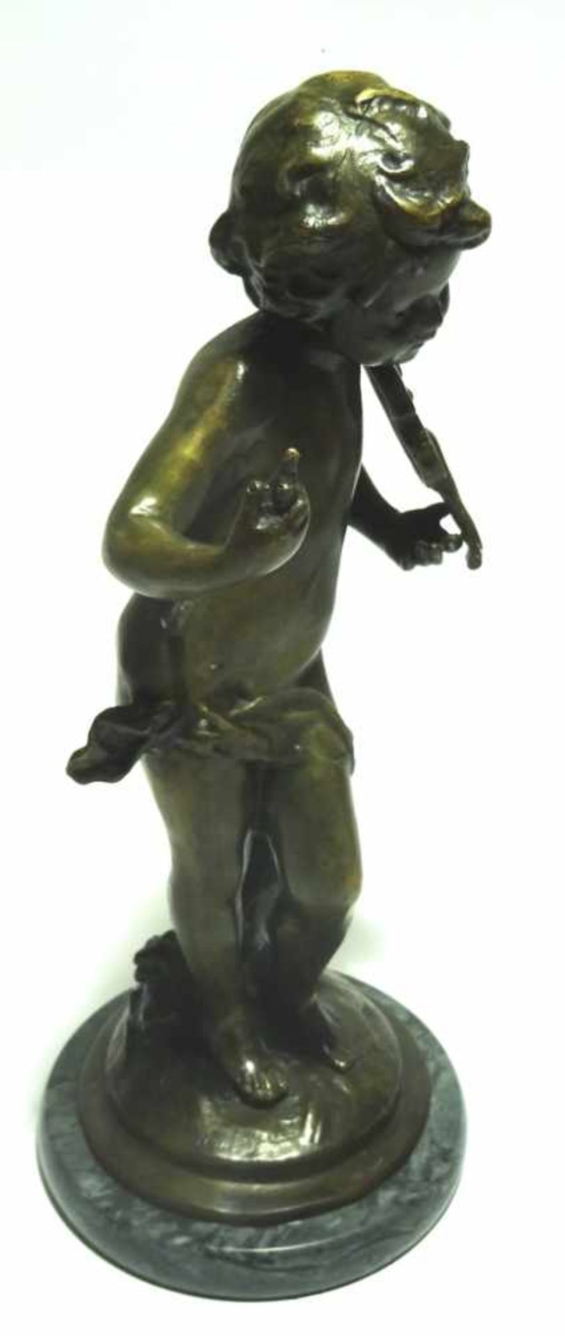 Bronze Junge mit Geige sehr schöne Bronze mit ungedeuteter Markung auf Marmorsockel, Höhe ca. 32cm - Bild 3 aus 4