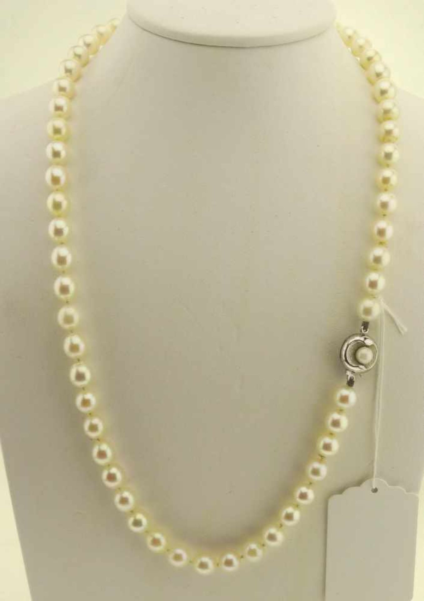 Perlenkette Akoya Perlenkette ca. 46 cm, Durchmesser der Perlen ca. 6,5 - 7mm, rosa Lüster, rund bis