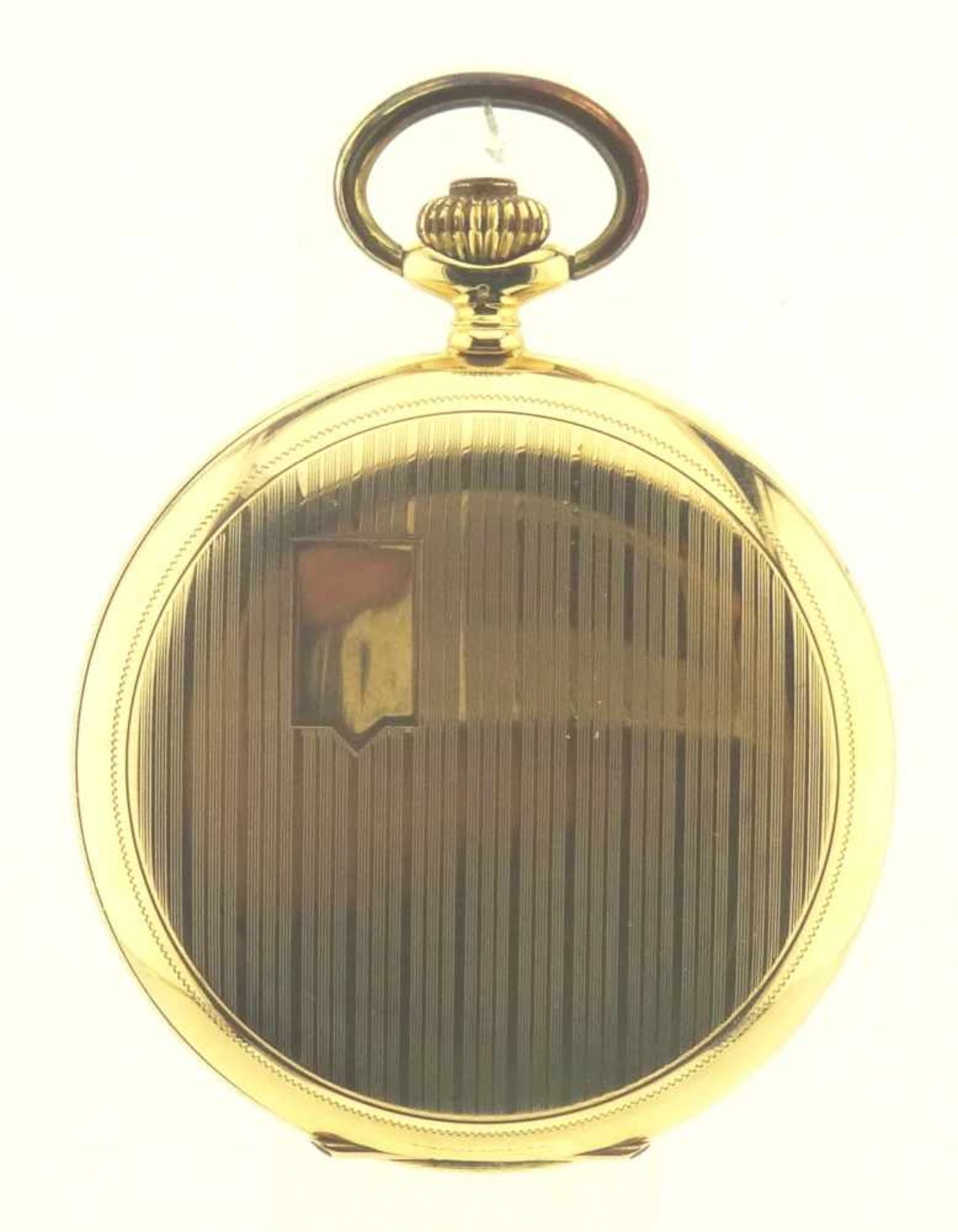 Sprungdeckeltaschenuhr Gold 585 mit 3 Deckeln in Gold 585, Uhrwerk mit Ankerhemmung läuft gut, - Bild 5 aus 6