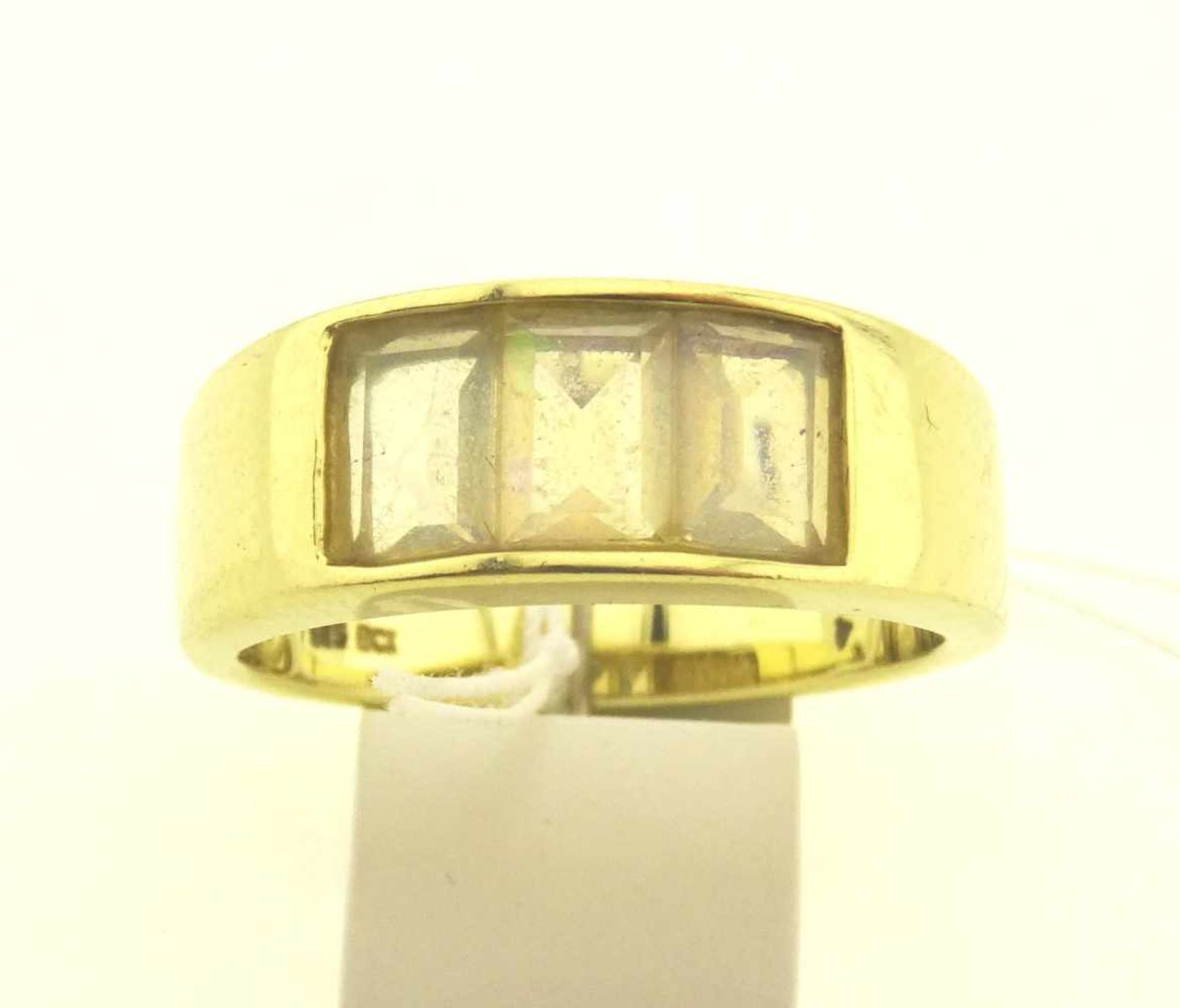 Damenring 585 Gold mit 3 Opalen milchig , Opale je ca. 6 x 4 mm in Krappenfassung, Gewicht ges.