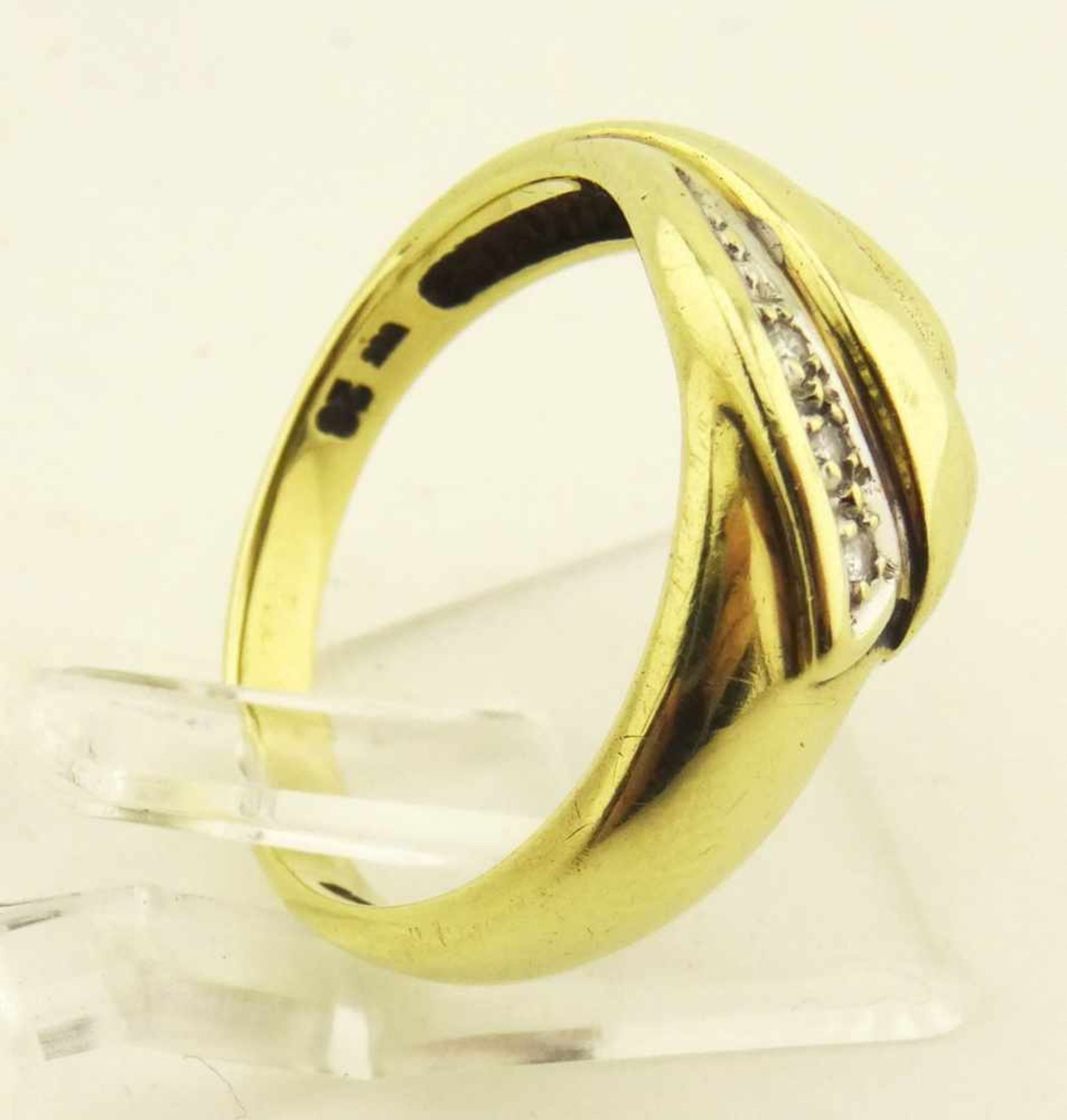 Damenring 585 Gold mit Diamant, bicolor, RG 51, Gewicht ges. ca. 3g - Bild 3 aus 3