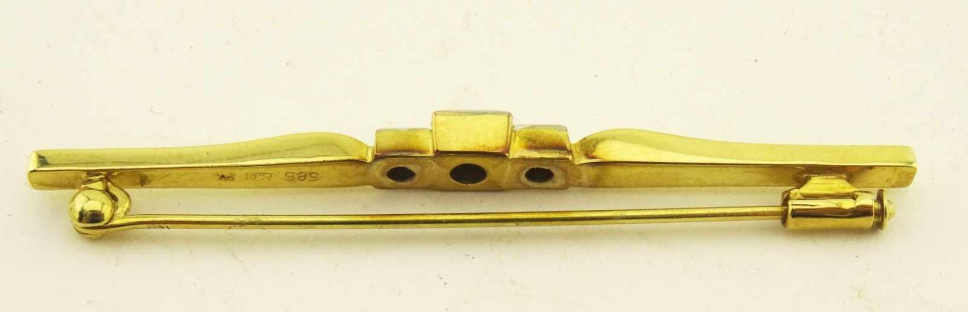 Nadel Diamantrosen und Brillant 585 Gold ges. Länge 61mm, Diamanten zus. ca. 0,10ct., Gewicht ges. - Bild 3 aus 3