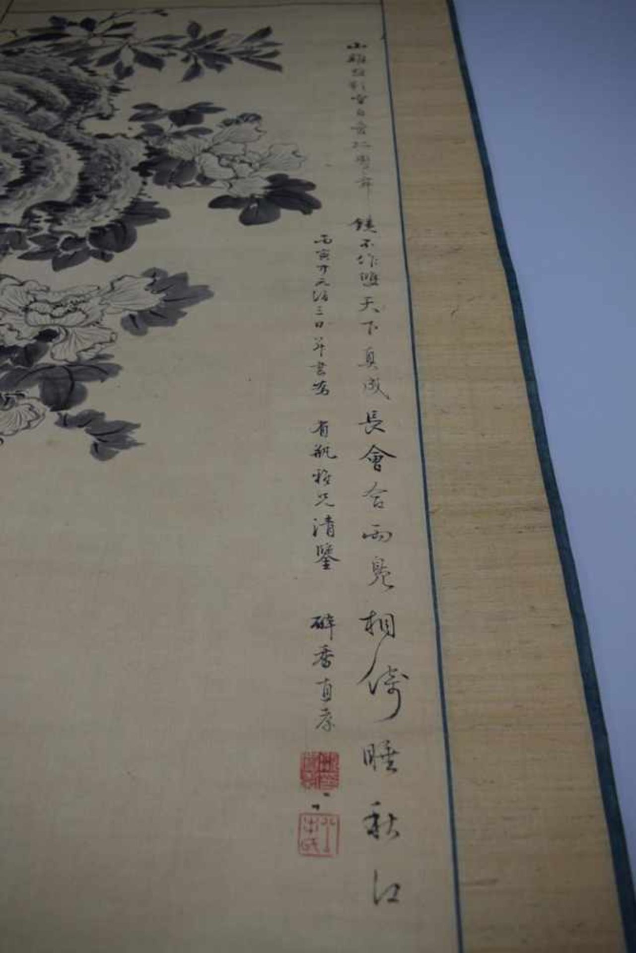 Kumagai Suiko (1775-1868) "Mandarinenenpaar" Japanisches Rollbild in Original HolzboxTusche auf - Bild 6 aus 19
