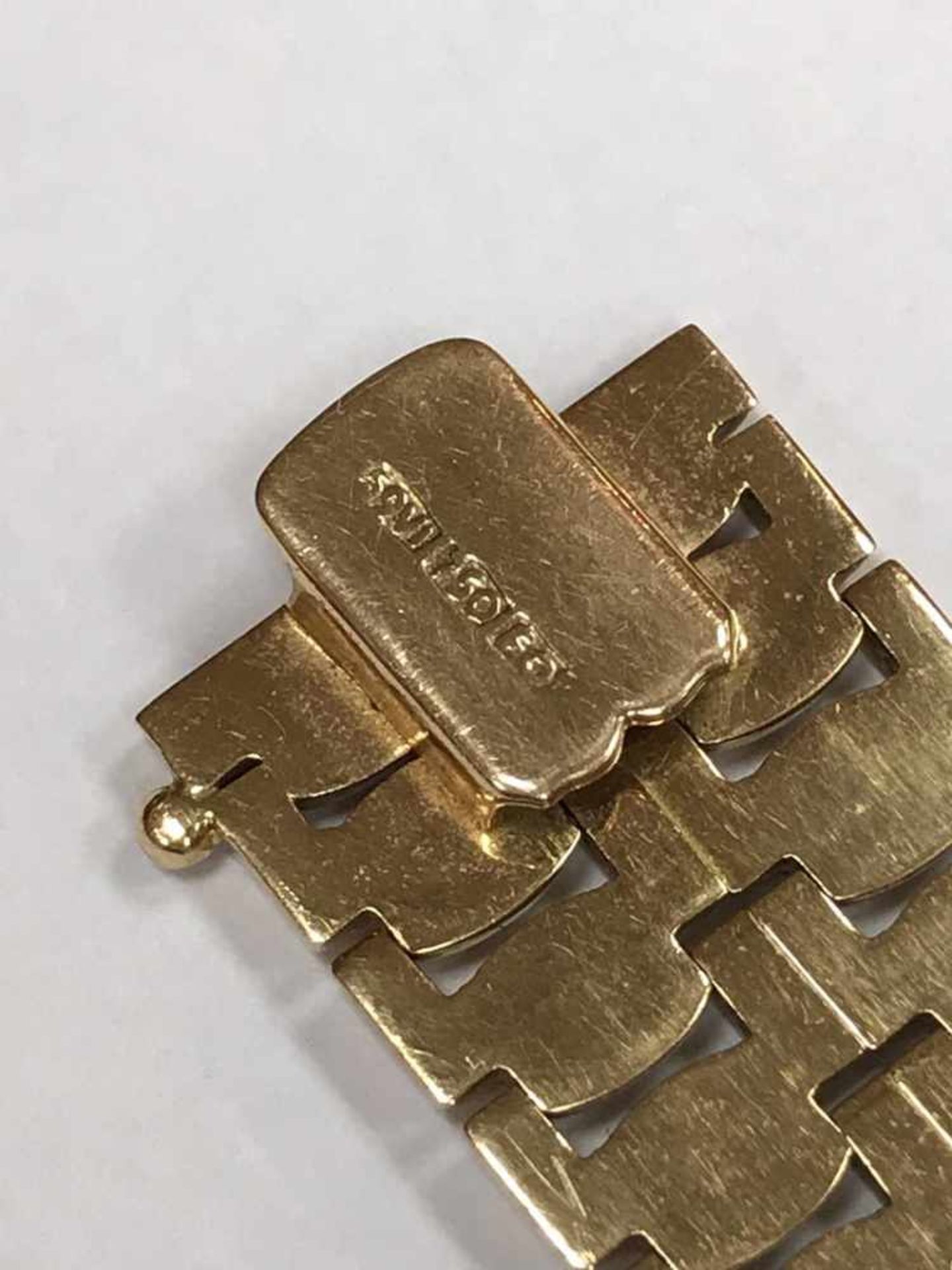 Goldarmband um 1950750 Gold , 2-reihiges Goldarmband, Alter um 1950, Maße: Länge 19,5 cm, Breite - Bild 3 aus 3