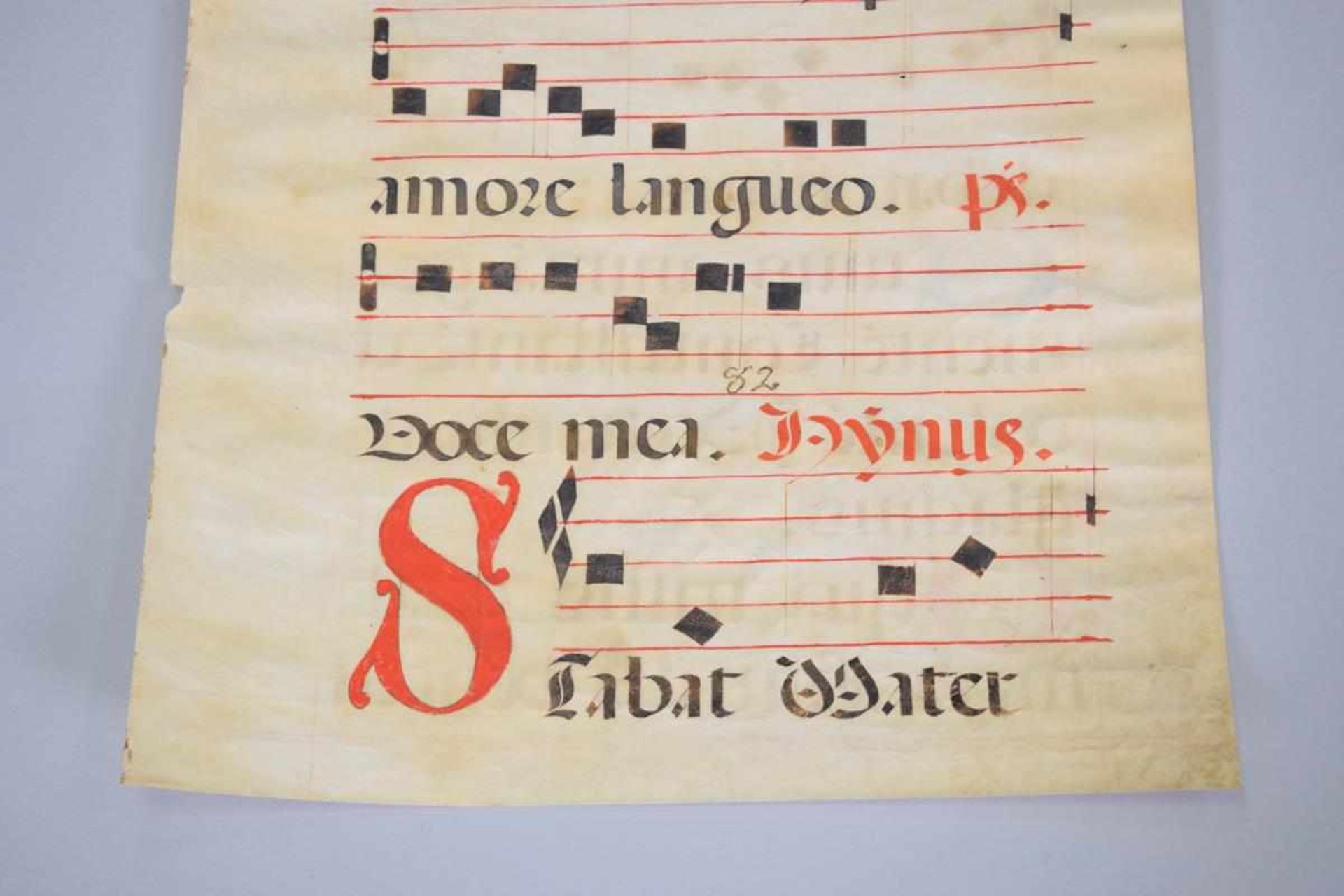 Notenblatt um 16.Jh. in spätmittelalterlicher HandschriftNotenblat aus dem Spätmittelalter auf - Bild 3 aus 6