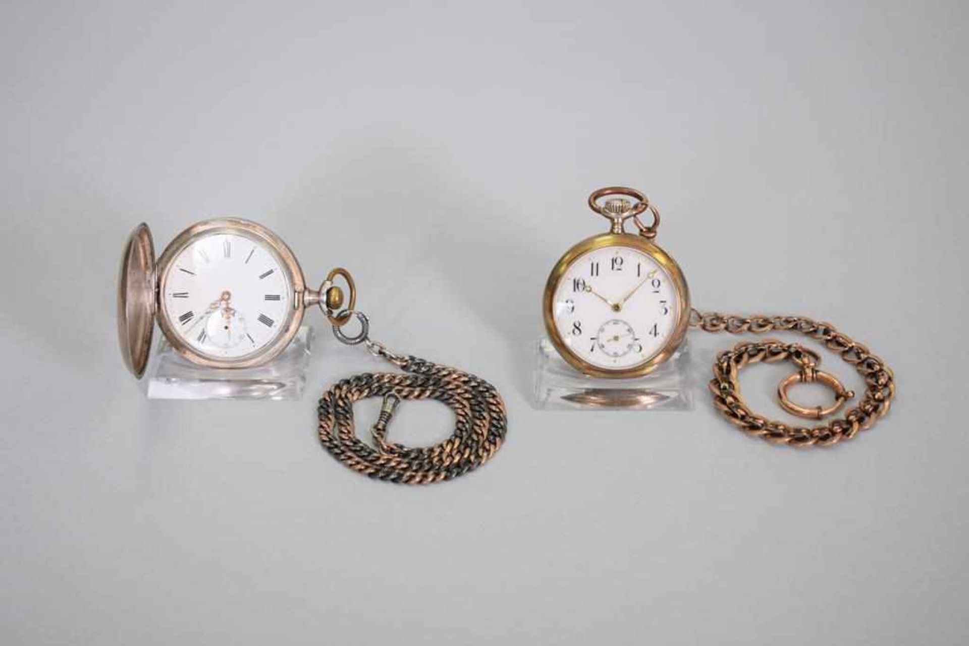 2 Silber Taschenuhren um 18901) Alter um 1890, Innendeckel bez. Anker Auszeichnung Genf 1896, Tula
