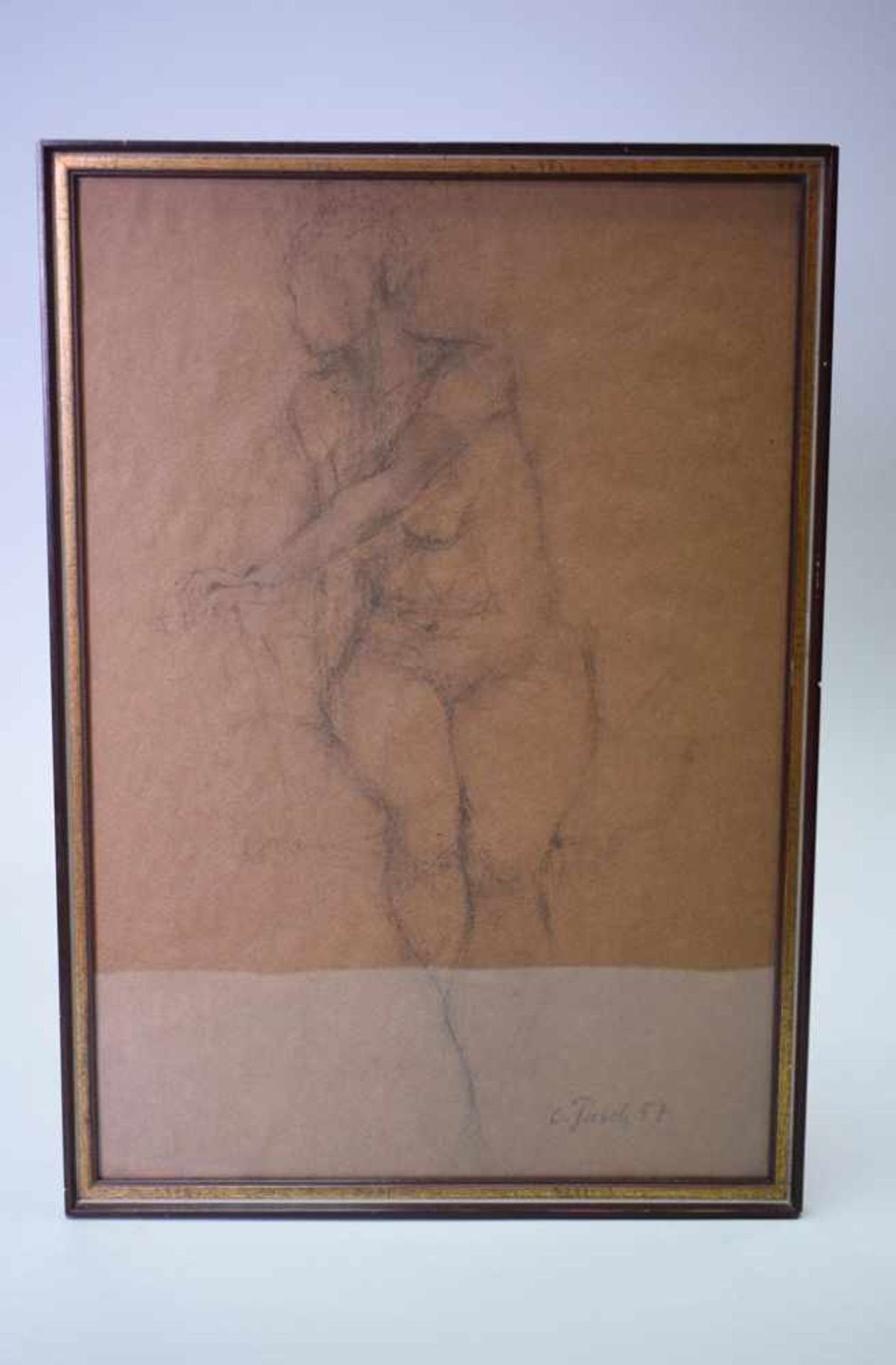 Clemens Pasch (1910-1985) "Sitzender Frauenakt" 1957Kohlestift auf Papier, Sitzende Aktzeichnung