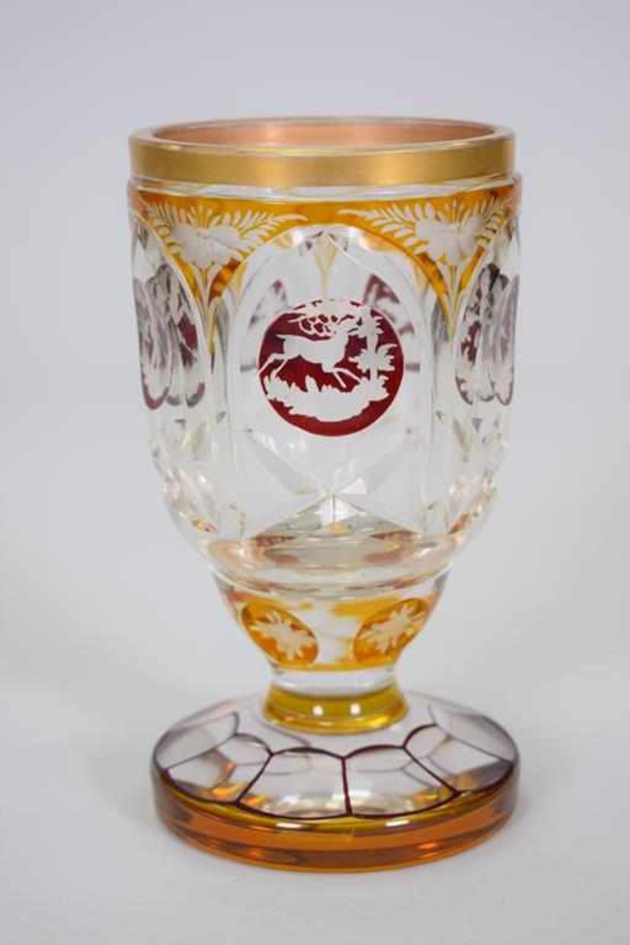 Kristall Pokal Böhmen um 1880Alter um 1880, Böhmen, Material: Kristall mit Goldmalerei, Zustand: