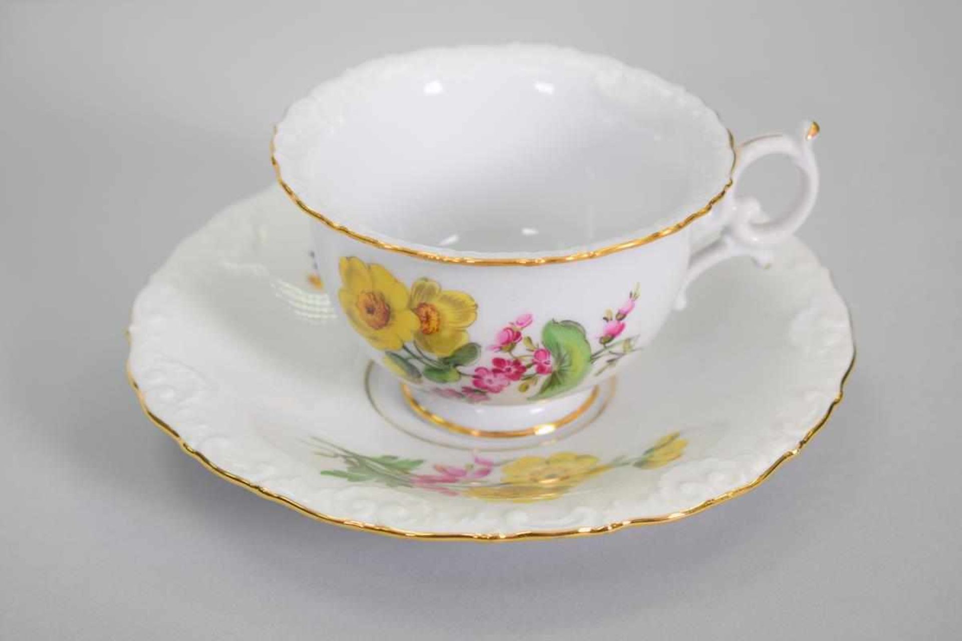 Meissen Kaffeeservice Bunte Blume mit Goldrand 6 PersonenPorzellanmanufaktur Meissen, Bunte Blume - Bild 2 aus 2