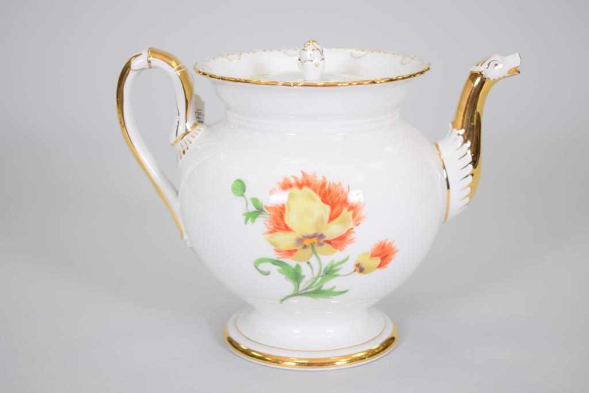 Meissen Teekanne Bunte Blume mit GoldrandPorzellanmanufaktur Meissen, Bunte Blume mit Goldrand, 2.