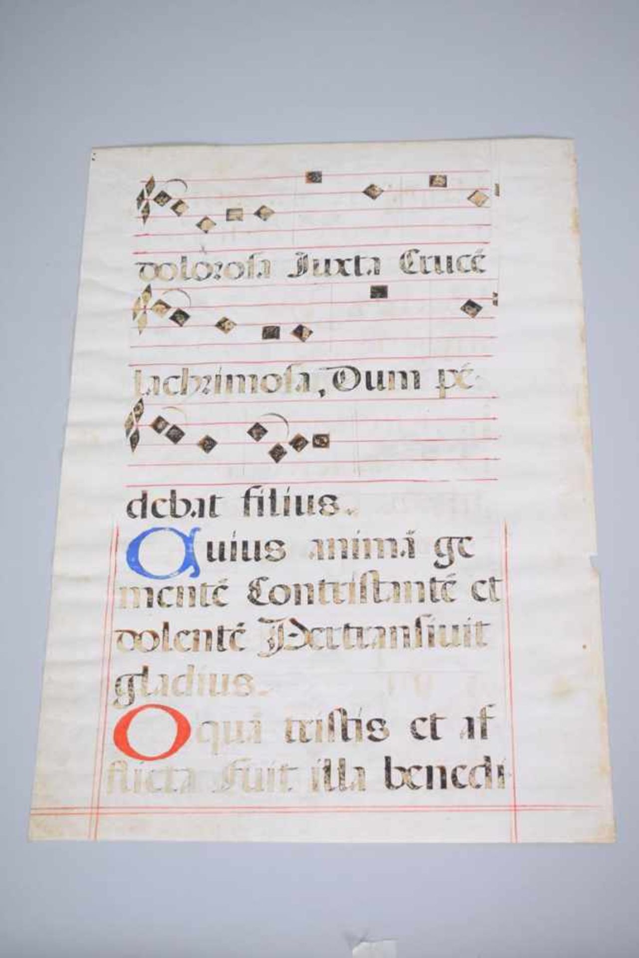 Notenblatt um 16.Jh. in spätmittelalterlicher HandschriftNotenblat aus dem Spätmittelalter auf - Bild 4 aus 6