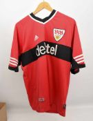 VFB TRIKOT HINKEL Nr. 2, Sponsor debitel, Adidas,Spielertrikot 1998/99 Rot/schwarz, Größe L, Kurzarm