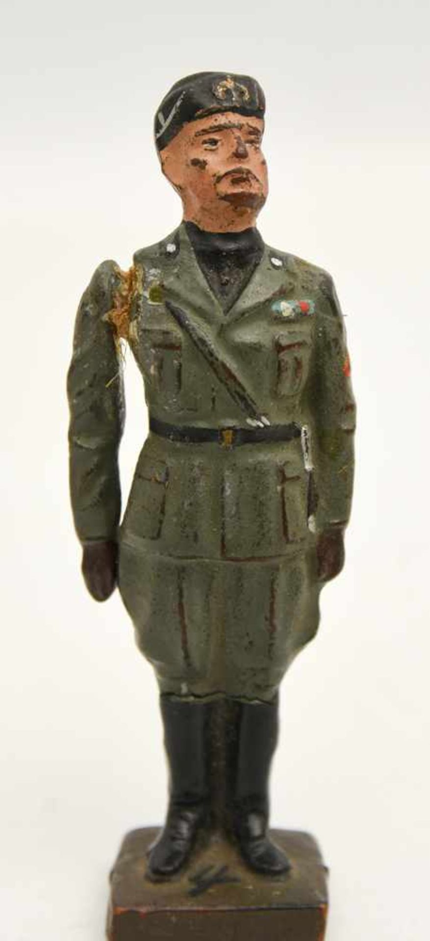 "DER DUCE", Lineol-Figur Benito Mussolini, Drittes Reich um 1936 Handbemalte Figur, unten gestempelt
