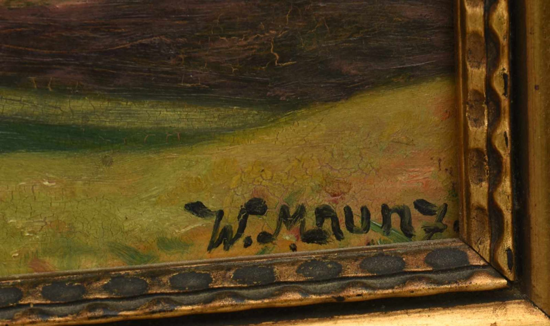 WERNER MRUNZ: "Lindenstudie", Öl auf Holzplatte, gerahmt und signiert, 20. Jahrhundert Rechts - Bild 2 aus 3